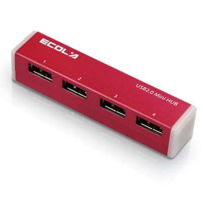 宜客莱迷你4口USB集线器USB-HUB01PK(玫红)