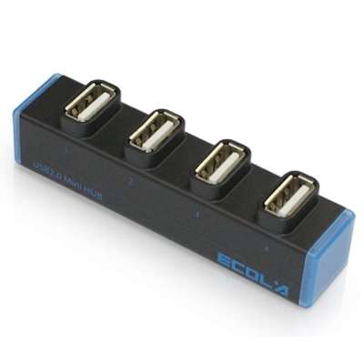 宜客莱迷你直插式4口USB集线器USB-HUB02BK(黑色)
