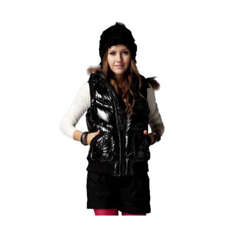 OLOMO欧莱诺魅力青春<em>亮面羽绒马甲</em>黑色(女L