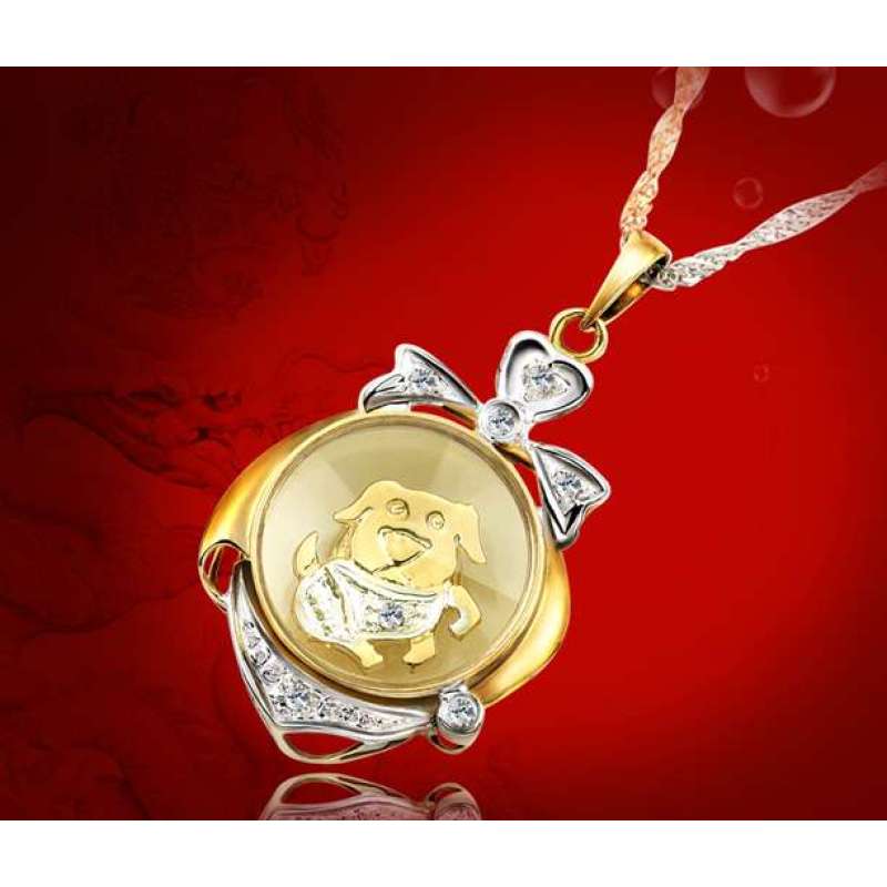 18k彩金时来运转吊坠性价比 彩金吊坠18k三色
