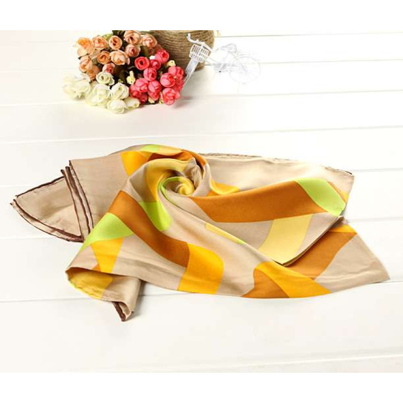 SKT真丝斜纹绸大方巾M1-008A(咖色)