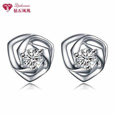 钻石凤凰18K金6分钻石耳钉-爱的漩涡
