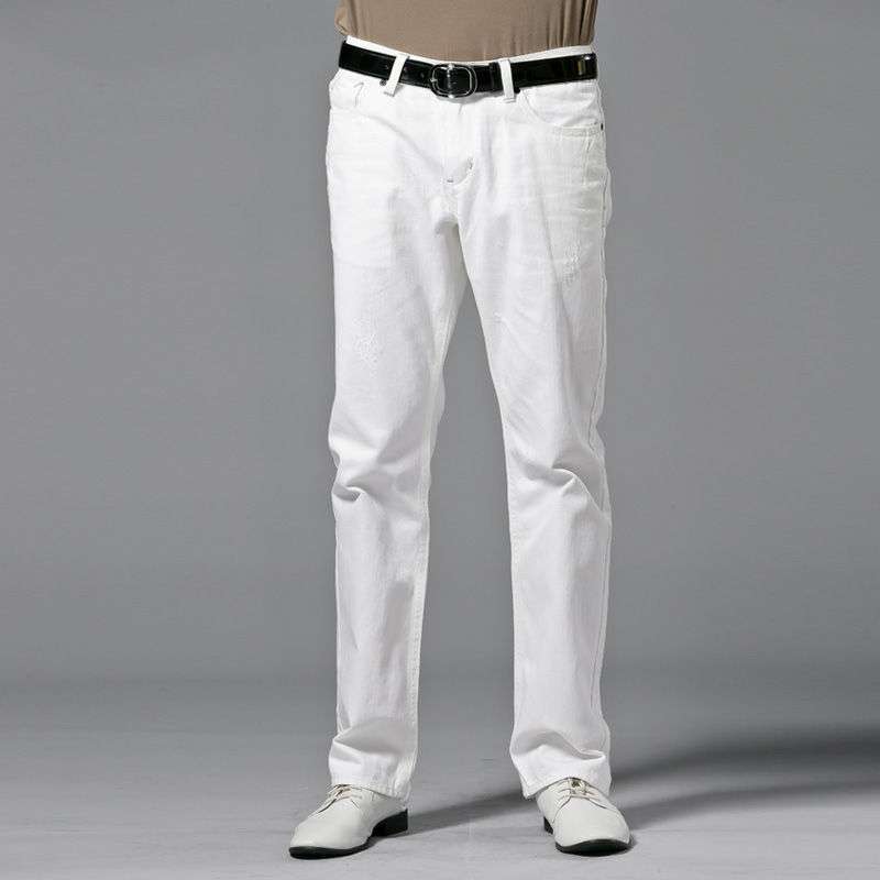 GXG 休闲男装时尚直筒牛仔裤#11105232 白色