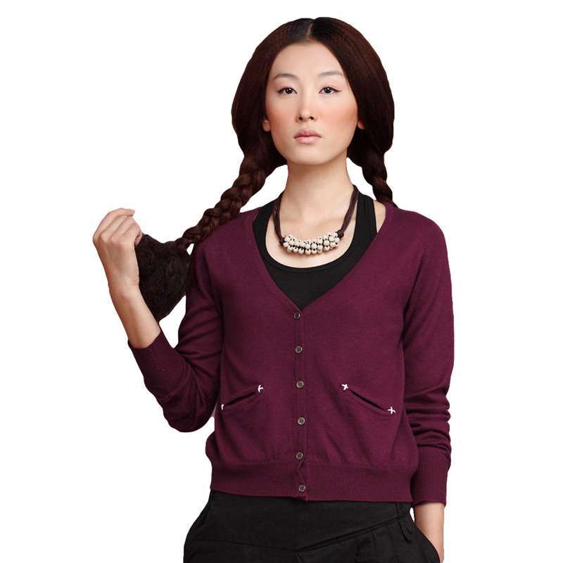 茵曼 女装羊毛混纺<em>开衫小毛衣</em>外套女款SW826