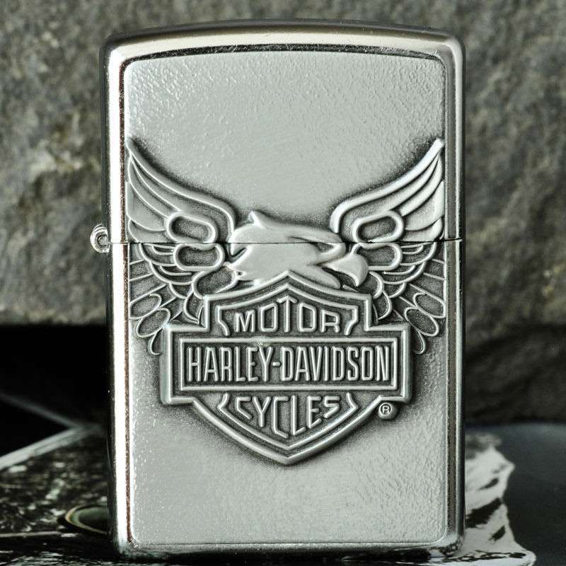zippo 哈雷镜面标志 打火机 24677