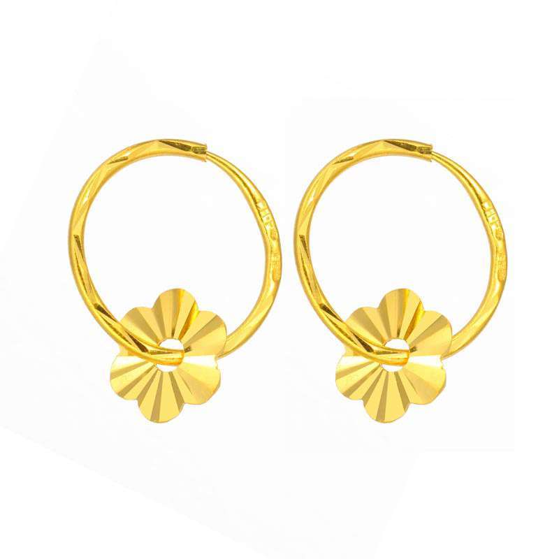 萃华金店 千足金黄金精品耳环 花瓣款耳环 3.4