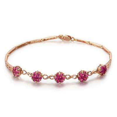 伊士蔓18k玫瑰金红宝石手镯手链缅甸天然红宝