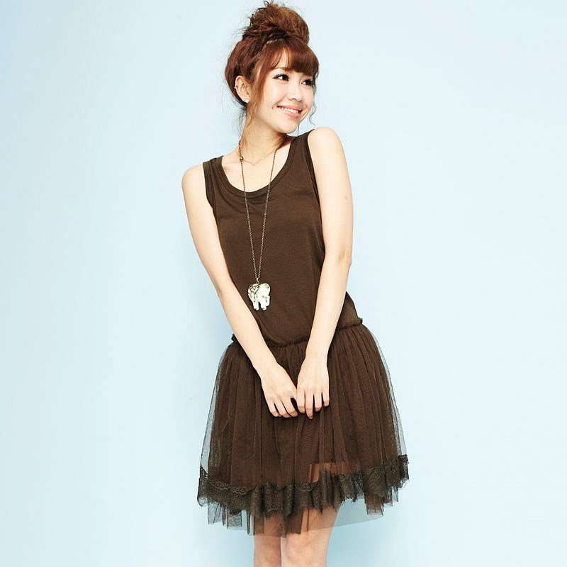 VANCL凡客诚品 女士秋意枫林网纱背心裙218