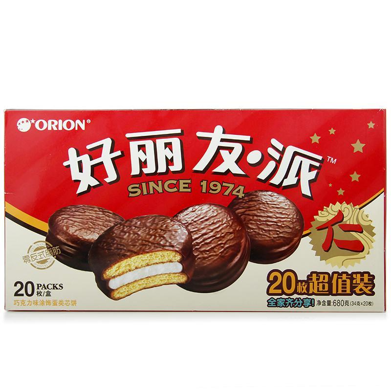 好丽友(orion) 糕点 巧克力派680g/盒 20枚(蛋糕礼盒) 巧克力味糕点