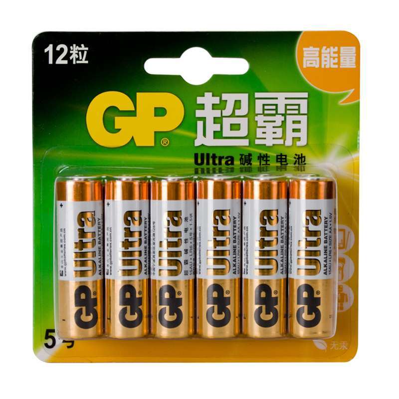 gp超霸 5号碱性十二节卡装电池 15a-l12 高能量,十倍耐用.