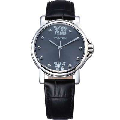 瑞士天骏TANGIN时尚真皮系列女表灰色T0226