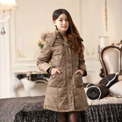 新款长款貉子毛连帽女式羽绒服 YWC217002