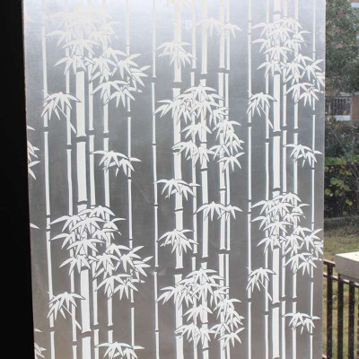 居梦坞 白色竹子磨砂窗户玻璃贴膜透光不透明