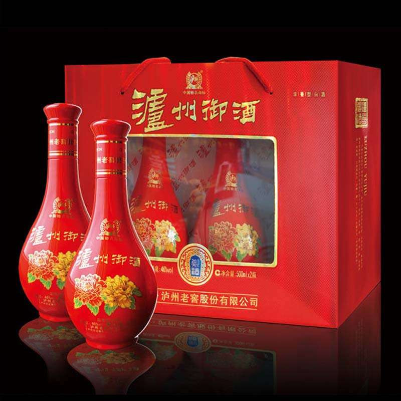 泸州老窖御酒红花御46度 白酒 结婚礼品2瓶*1盒