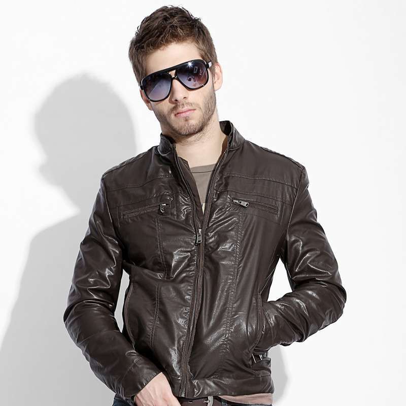 VaLS男士皮夹克男式PU皮衣潮男韩版立领修身