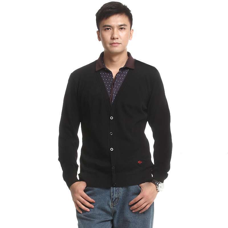 俞兆林保暖内衣英伦风<em>假两件</em>衬衫领针织<em>开衫</em>男