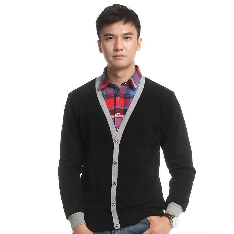 俞兆林保暖内衣英伦风<em>假两件</em>衬衫领针织<em>开衫</em>男