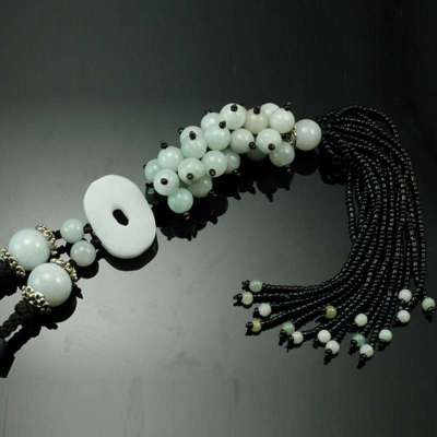 海天 堂构 玉扣平安-天然翡翠玉精品汽车挂饰小