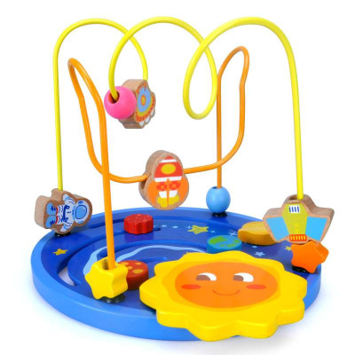 特宝儿儿童玩具遨游太空滑道绕珠玩具木制益智