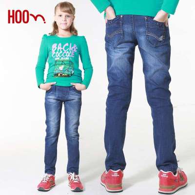 hoo青少年秋冬童装女童裤子女童牛仔裤铅笔裤长