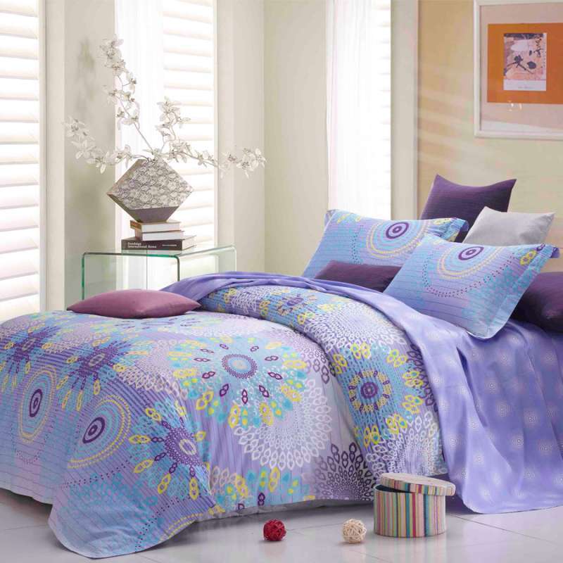 孚日家纺 纯棉印花四件套 星光灿烂 紫罗兰 1.5