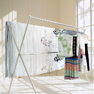 威图X型不锈钢晾衣架 晒衣架 落地折叠加厚双