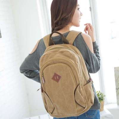 吉野 新款韩版潮女士休闲双肩包帆布包高中大