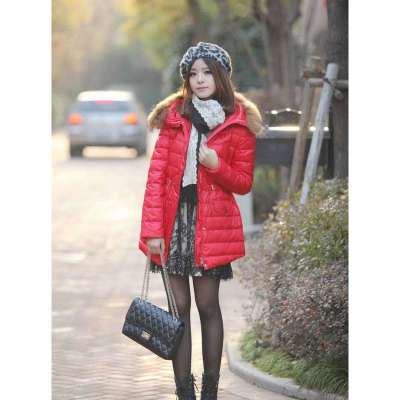 正品秋冬季大毛领韩版女式羽绒服红色160【报价