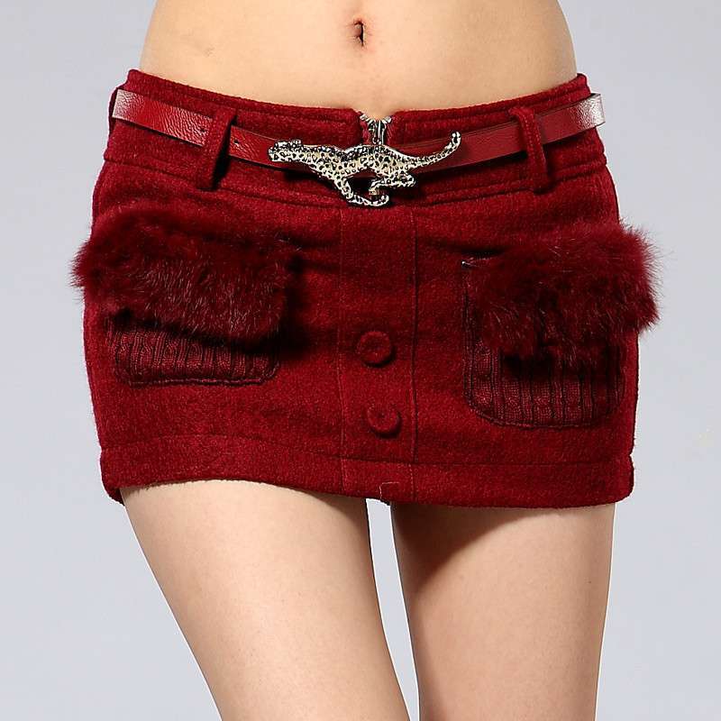 名美<em>毛呢短裤</em> 裙 <em>女</em>冬季包臀显瘦呢子大码半身