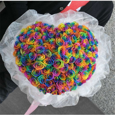 爱的印记 鲜花速递 99只七彩玫瑰