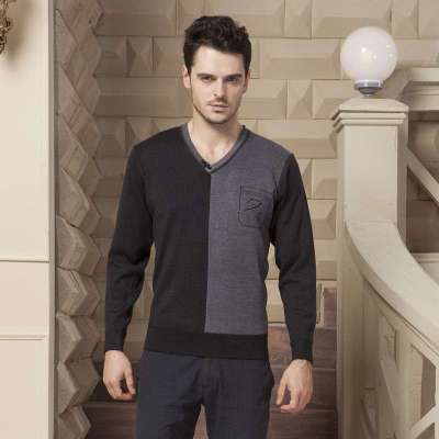 2014新款鹿王秋冬装新款毛衫 中年男士V领保