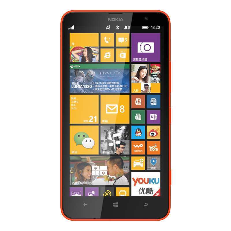 诺基亚 (NOKIA) Lumia1320 联通3G手机 WCDMA/GSM (橙色)