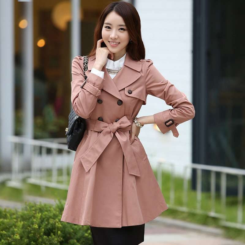 瑄妮薇 2014春季新款风衣女款修身韩版女装双