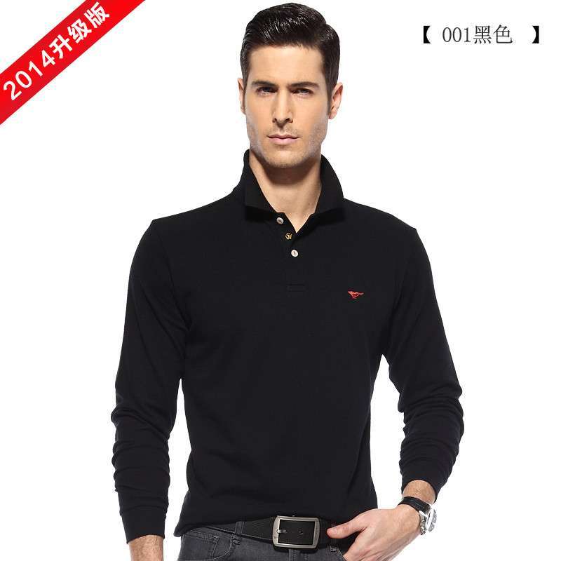 【】七匹狼长袖T恤 秋季新品 男士翻领纯色 多
