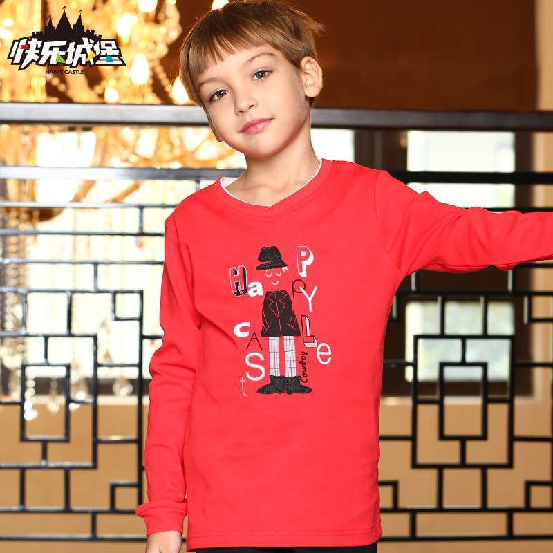 快乐城堡时尚男童装 新春秋款5-8岁 V领儿童内