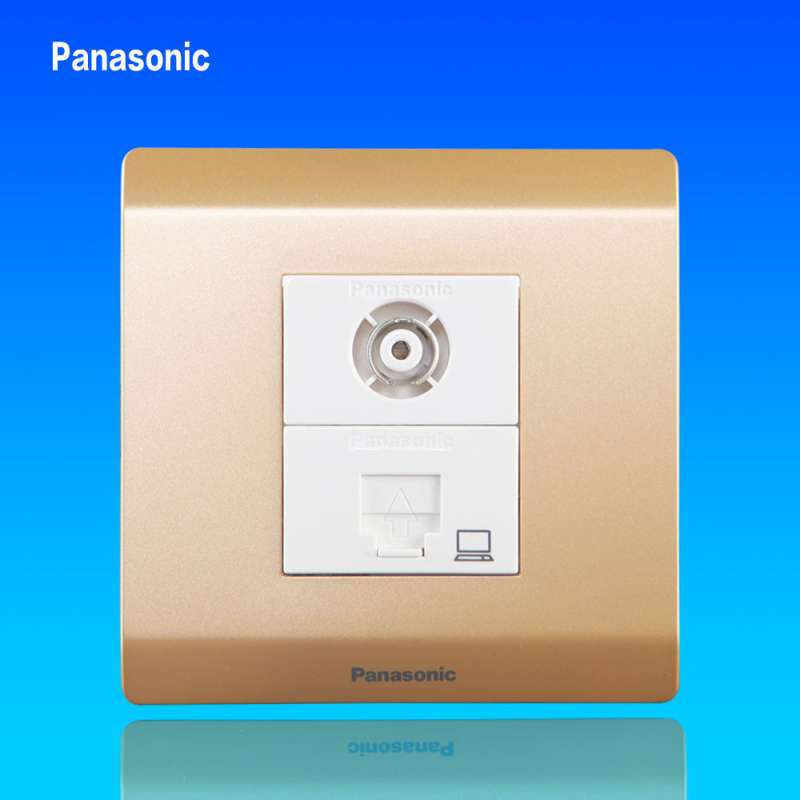 松下开关插座正品86型铭悦金辉二位电视电脑