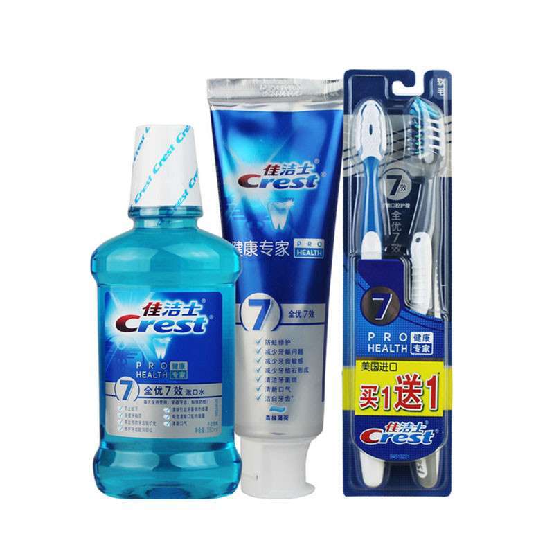 佳洁士 全优七效护理套装 漱口水350ml 牙膏14