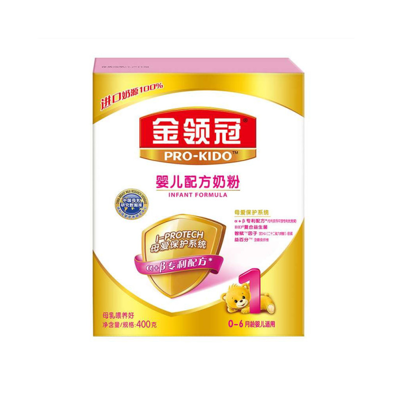 伊利金领冠婴儿配方奶粉1段(0-12个月)400g(盒
