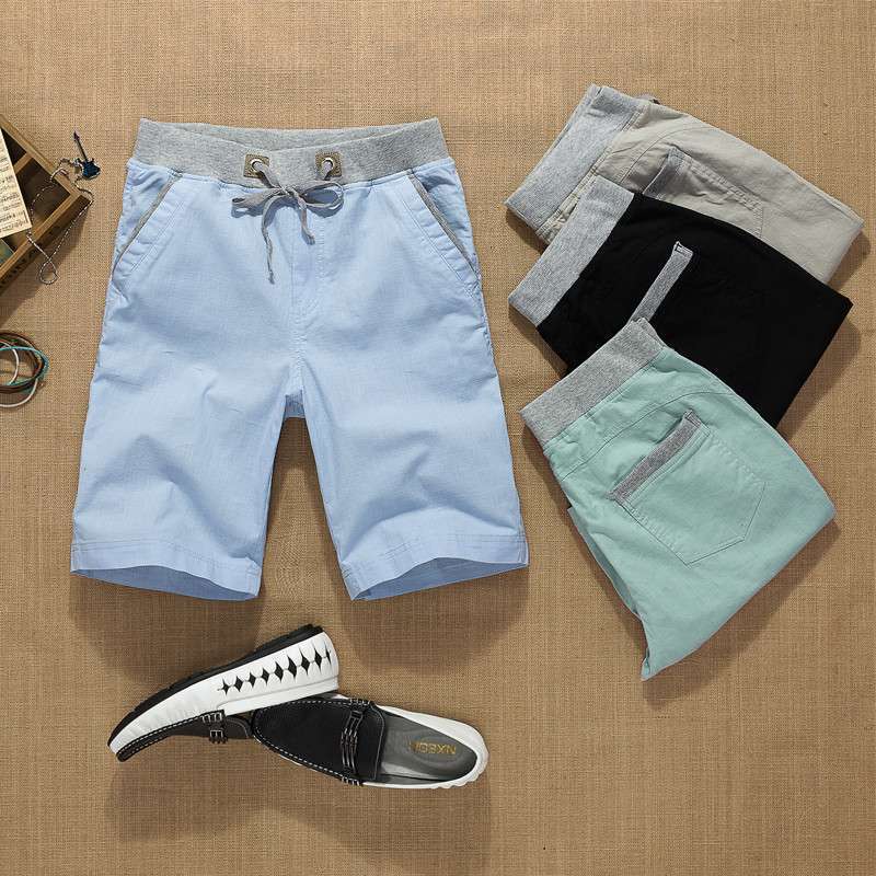 SENLEIS男士<em>亚麻休闲短裤男</em>休闲短裤8868 浅