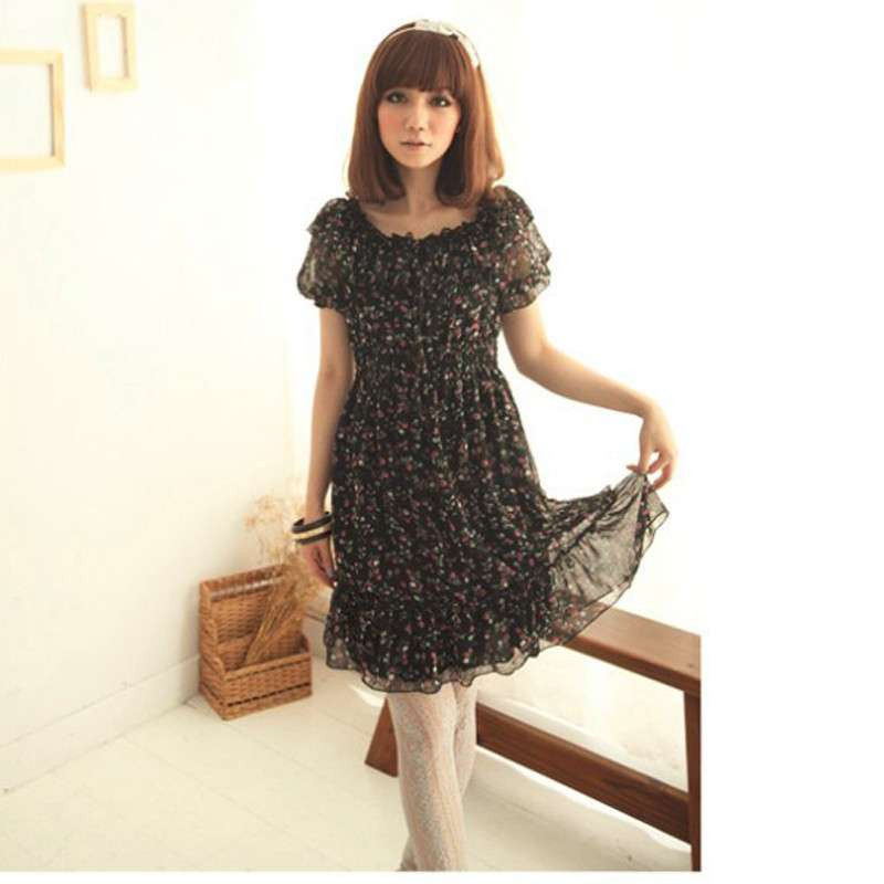 满足唐 lzq2014韩版新款式公主气质雪纺连衣裙