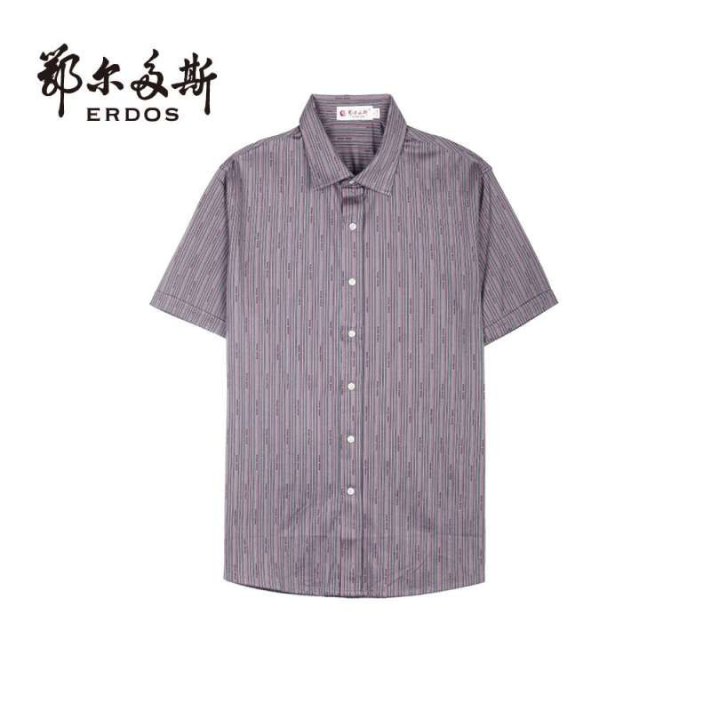 鄂尔多斯 新款小翻领短袖<em>男开衫</em> <em>羊绒</em>衫 毛衣针