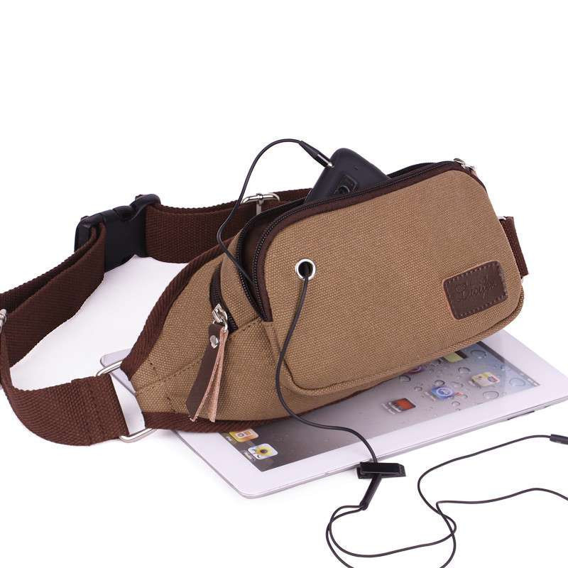 路西法腰包男帆布包韩版男士休闲包包男式小挎