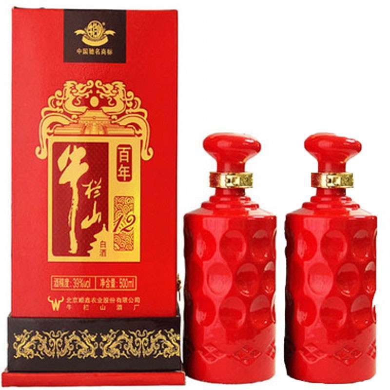 也淘酒 北京牛栏山二锅头 百年红十二年 39度