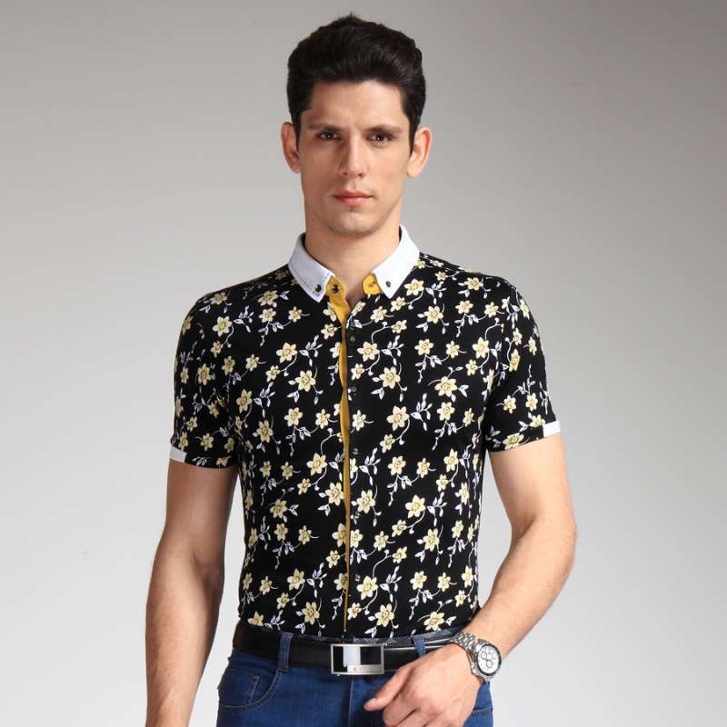 恒源祥男士休闲衬衫短袖三丝光棉2014春夏新