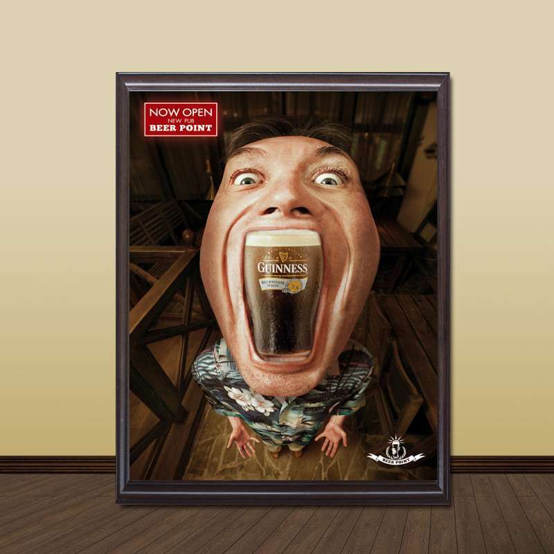 个性创意啤酒海报挂画酒吧装饰画有框画餐厅酒