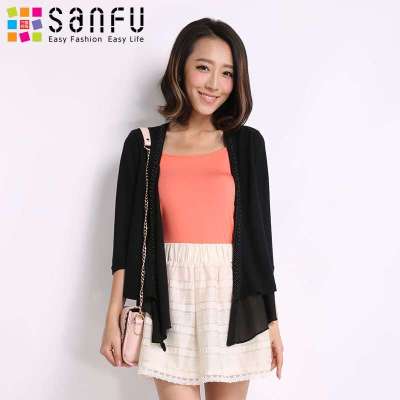 三福2014新款女装 夏季不规则中<em>长款薄开衫</em> 通