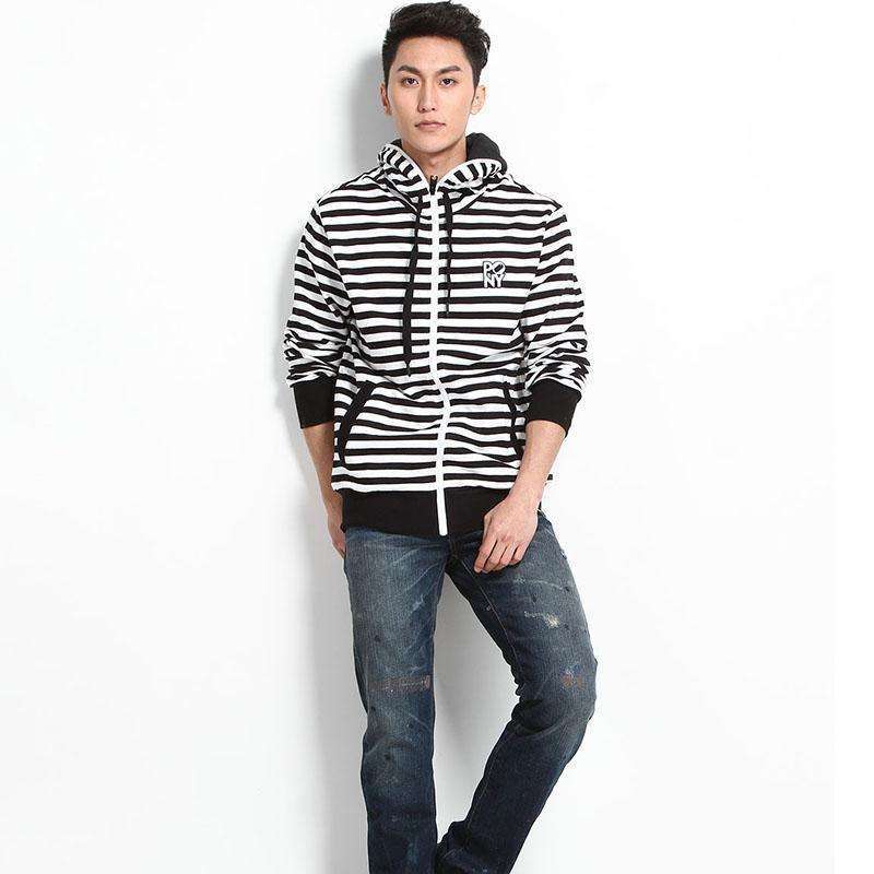 PONY 男款 时尚<em>斑马纹</em> 连帽 <em>开衫</em> 卫衣 921M2