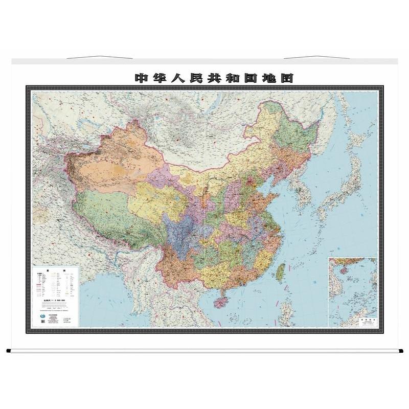 中国地图挂图3米X2.2米 地形政区一体版 标注