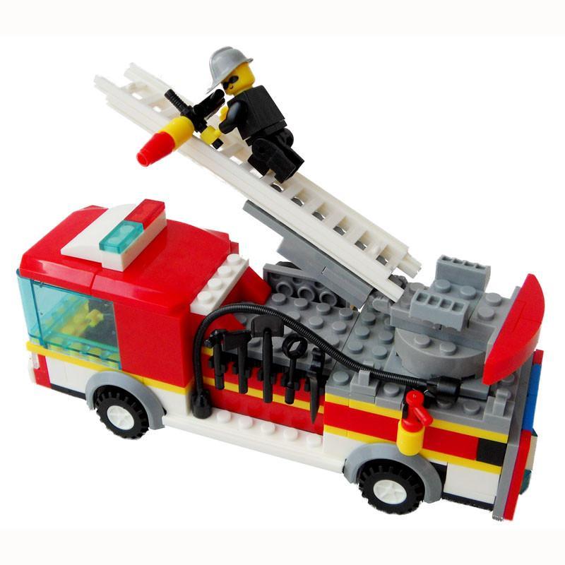 乐婴坊 拼装消防车玩具 救火车组装模型 流行拼