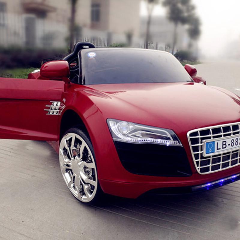 爱贝儿普通款红色 奥迪 儿童电动车双开门可坐